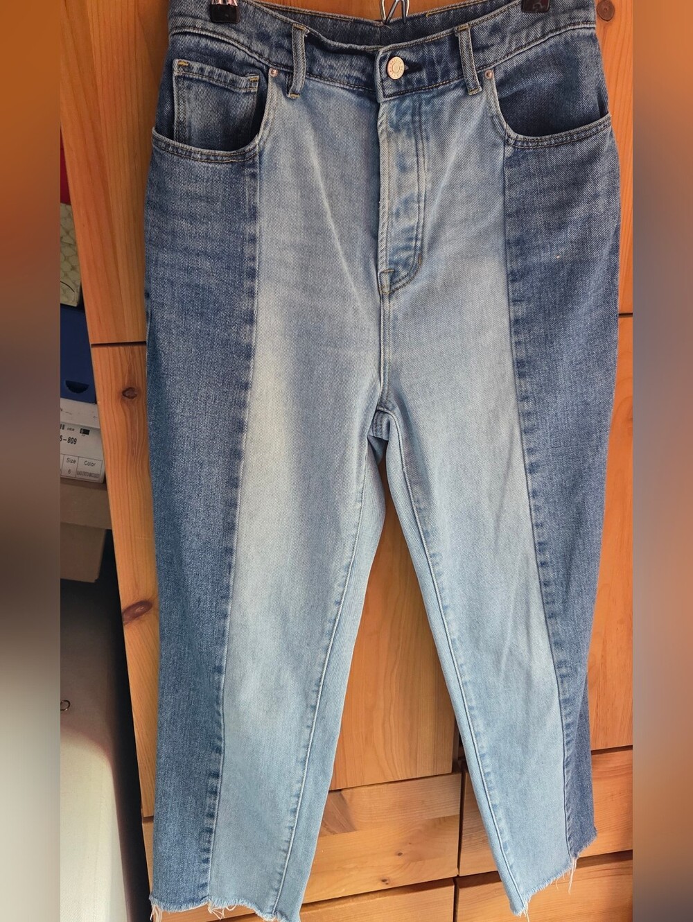 Pacsun Women's Colour Block High Rise Straight Leg Button Fly Jeans Sz 29